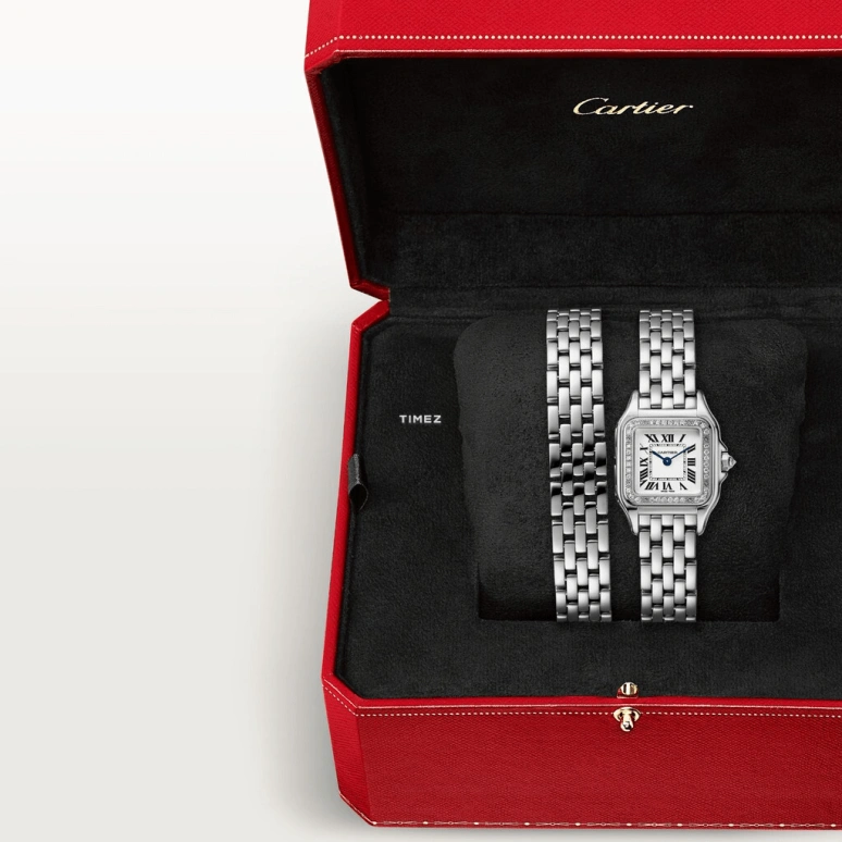 Cartier,Panthère de Cartier 22x30mm,22x30mm,White Gold,Silver,Quartz,Sapphire,Crystal Glass,Square,WJPN0012