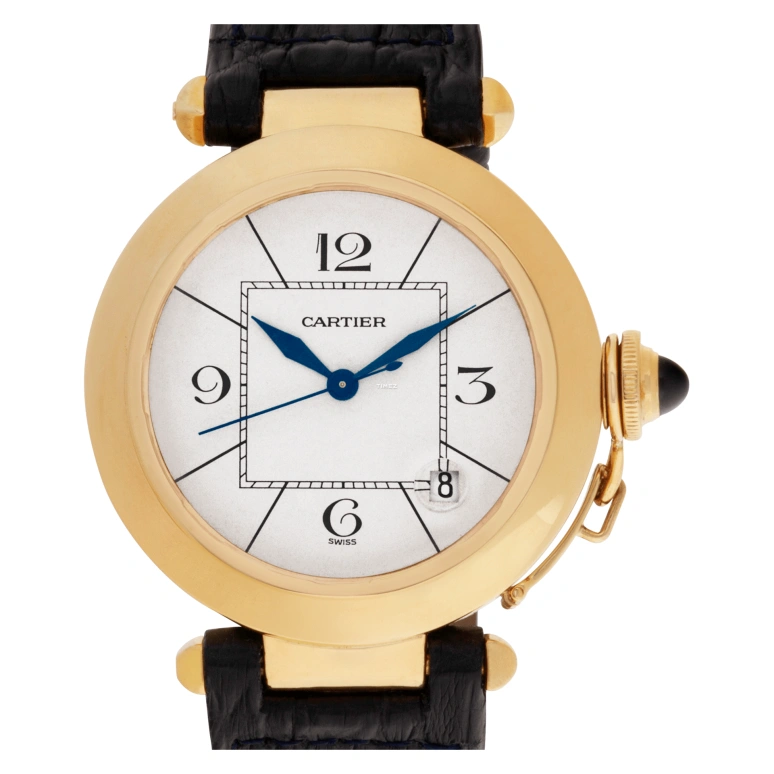 Cartier,Pasha de Cartier 38mm,38mm,Yellow Gold,Silver,Automatic,Day,Sapphire,Crystal Glass,W3004856