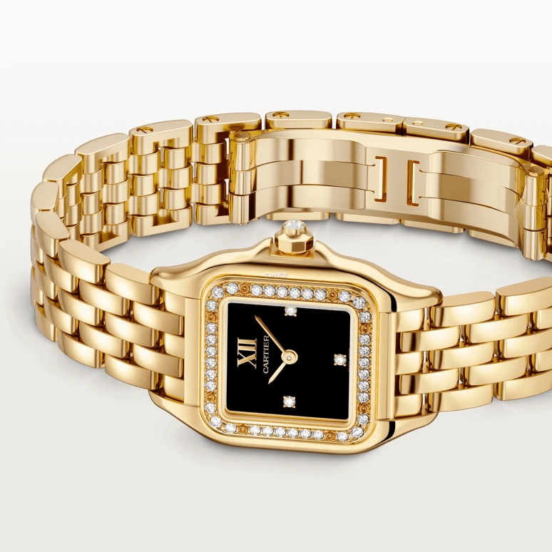 Cartier,Panthère de Cartier 30.30x22mm,30.30x22mm,Yellow Gold,Black,Quartz,Square,Gold,WJPN0073