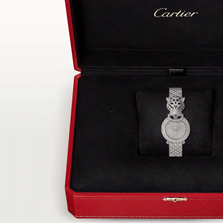 Cartier,Panthère Jewelry Watches 23.60mm,23.60mm,White Gold,Silver,Quartz,Sapphire,Crystal Glass,Other,HPI01425