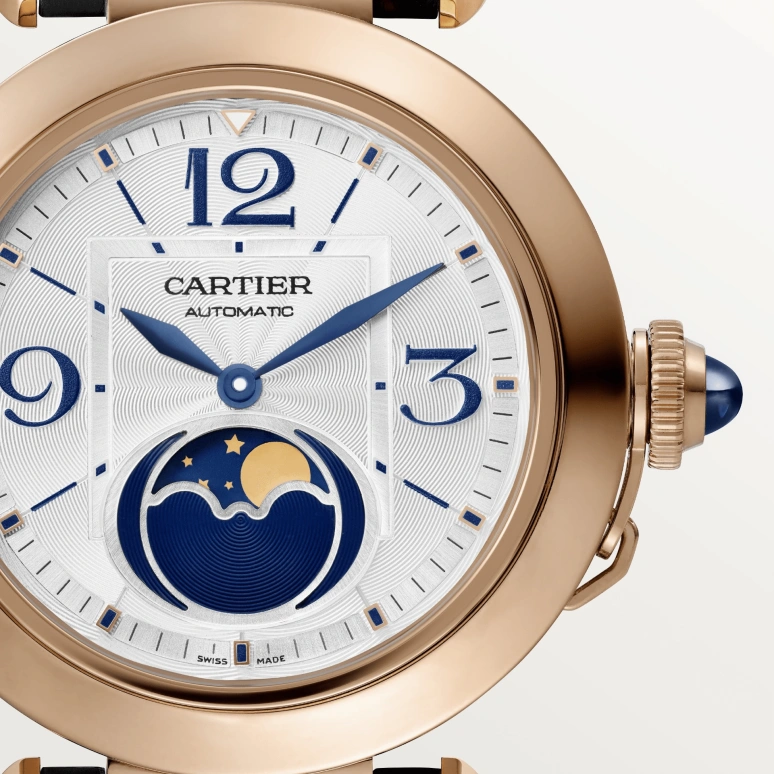 Cartier,Pasha de Cartier 41mm,41mm,Rose Gold,Silver,Automatic,Moonphase,In-house Caliber,WGPA0026