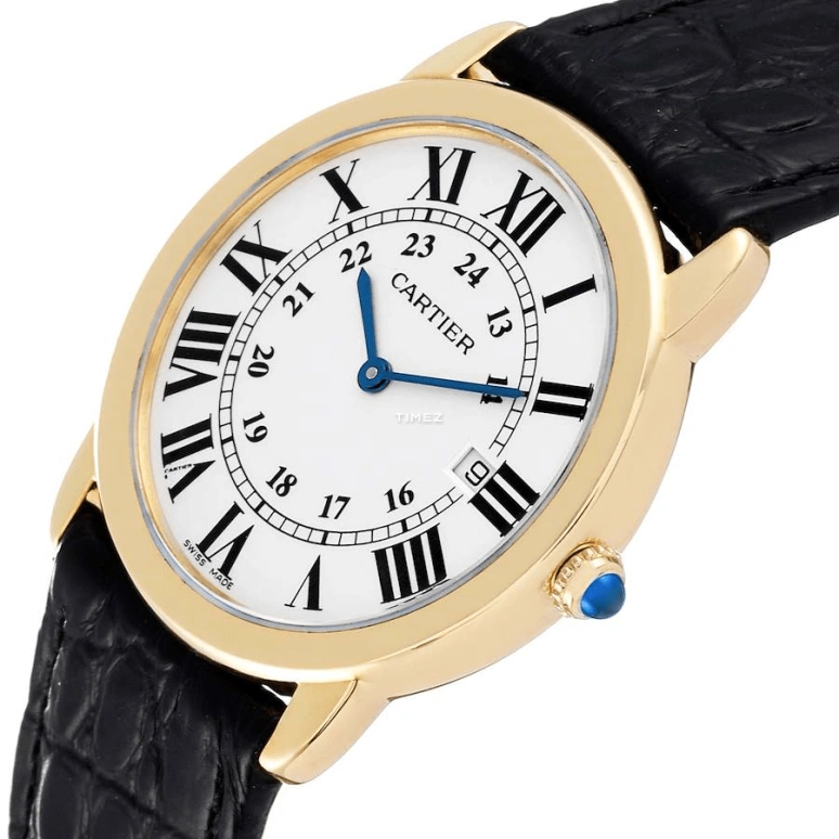 Cartier,Ronde de Cartier 36mm,36mm,Yellow Gold,Silver,Quartz,Day,Sapphire,Crystal Glass,W6700455
