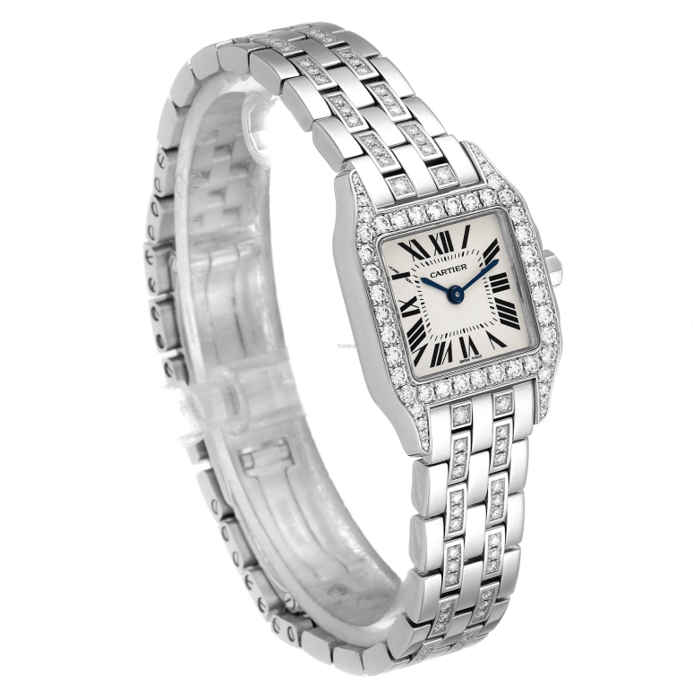 Cartier,Santos de Cartier 20mm,20mm,White Gold,Silver,Quartz,Sapphire,Crystal Glass,Square,WF9003YC