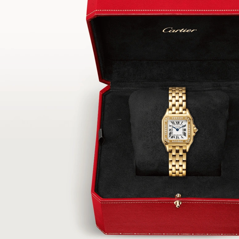 Cartier,Panthère de Cartier 22x30mm,22x30mm,Yellow Gold,Silver,Quartz,Sapphire,Crystal Glass,Square,WJPN0015