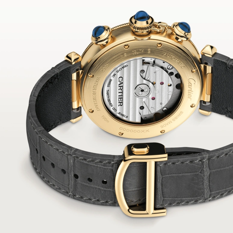 Cartier,Pasha de Cartier 41mm,41mm,Yellow Gold,Silver,Automatic,Chronograph,Day,WGPA0017