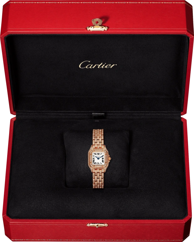 Cartier,Panthère de Cartier 25x21mm,25x21mm,Rose Gold,White,Quartz,Sapphire,Crystal Glass,Square,HPI01326