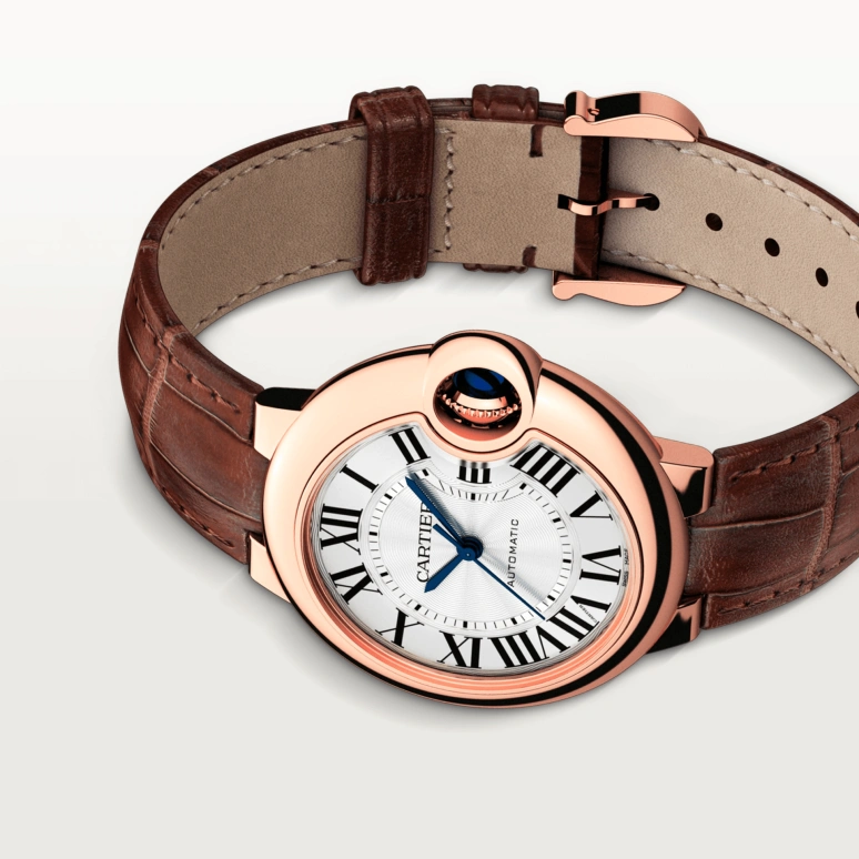 Cartier,Ballon Bleu de Cartier 33mm,33mm,Rose Gold,Silver,Automatic,Sapphire,Crystal Glass,Round,W6920097