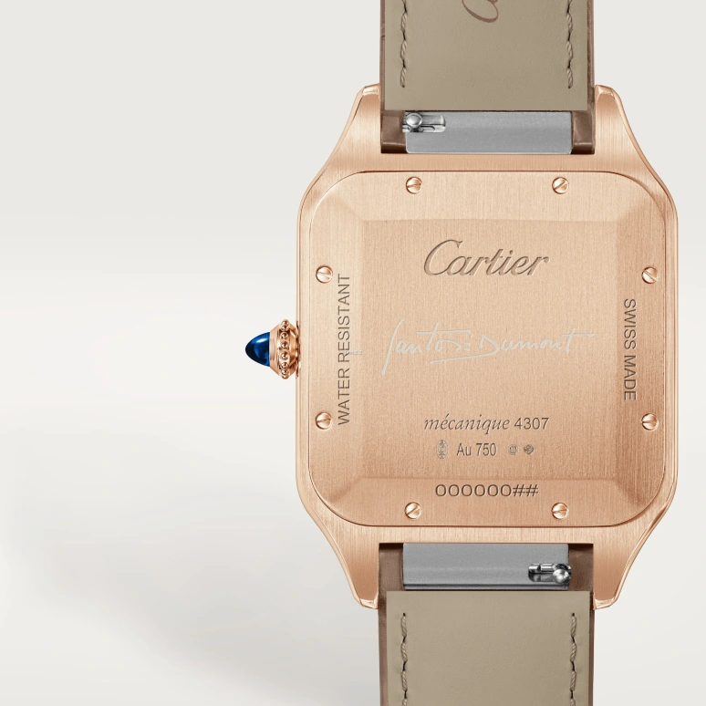 Cartier,Santos de Cartier 46.60x33.90mm,46.60x33.90mm,Rose Gold,Cream,Handwound,36hours,In-house Caliber,WGSA0112