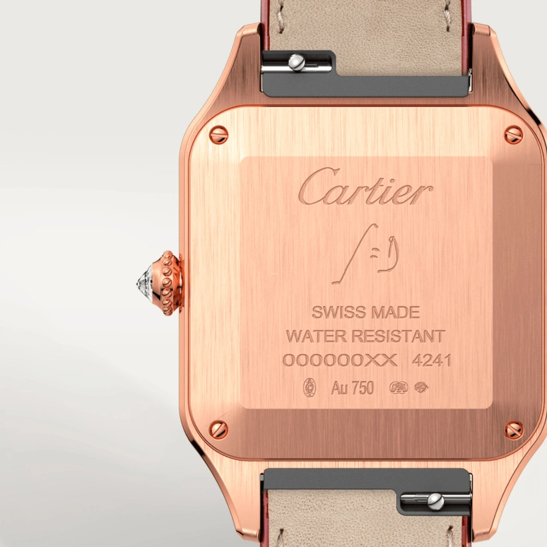 Cartier,Santos de Cartier 43.50x31.40mm,43.50x31.40mm,Rose Gold,Silver,Quartz,Sapphire,Crystal Glass,Square,WJSA0016