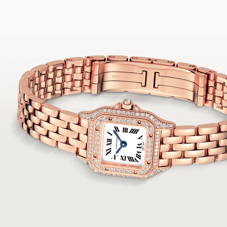 Cartier,Panthère de Cartier 25x20mm,25x20mm,Rose Gold,Silver,Quartz,Sapphire,Crystal Glass,Square,WJPN0020