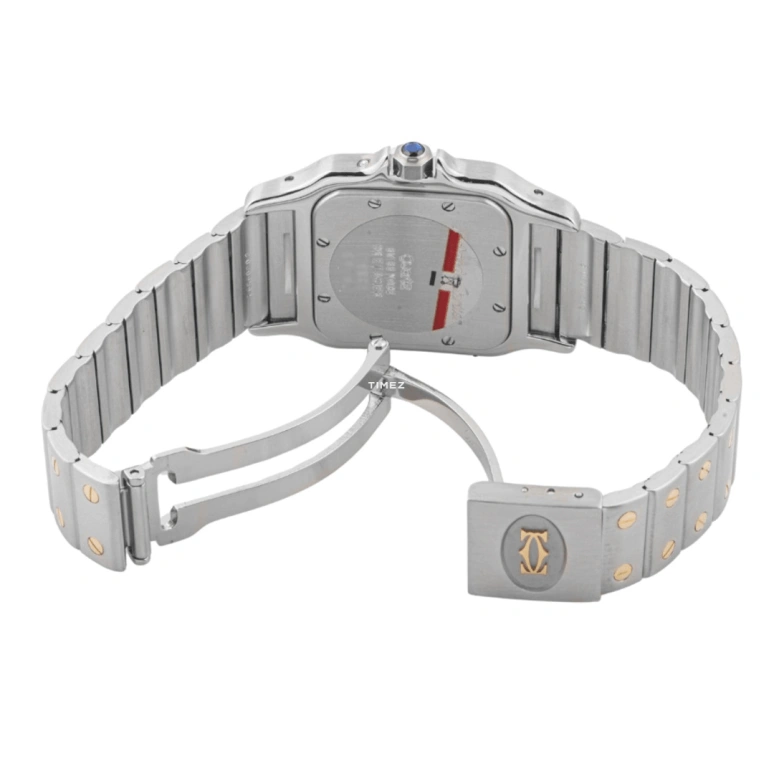 Cartier,Santos de Cartier 29mm,29mm,Stainless Steel,Champagne,Quartz,Moonphase,Day,W20007C4