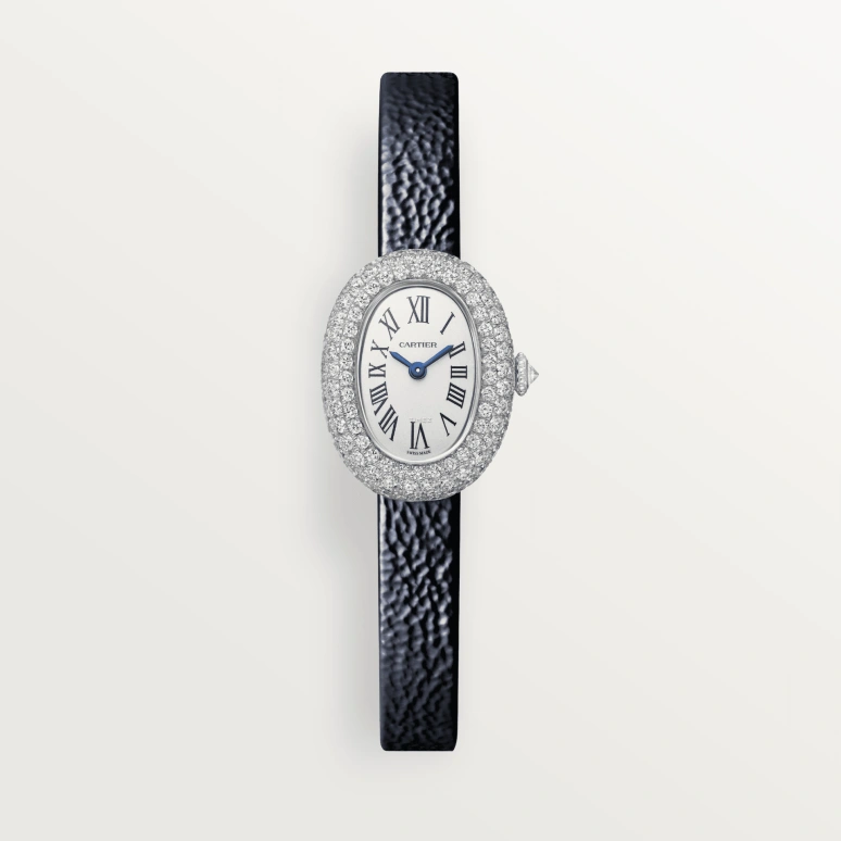Cartier,Baignoire 24.60x18.70mm,24.60x18.70mm,White Gold,Silver,Quartz,Sapphire,Crystal Glass,Oval,WJBA0036