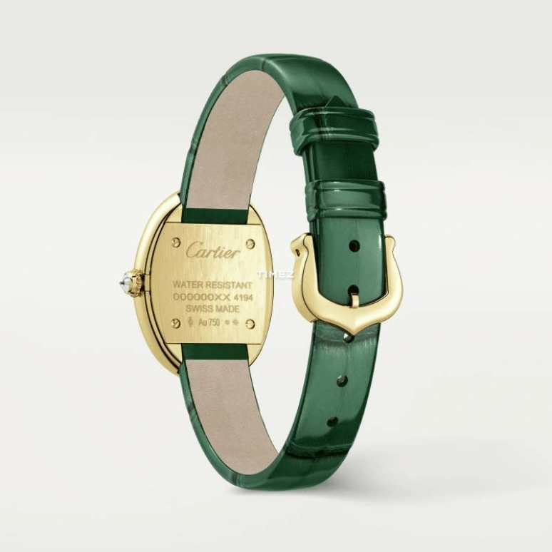 Cartier,Baignoire 31.40x23.09mm,31.40x23.09mm,Yellow Gold,Silver,Quartz,Sapphire,Crystal Glass,Oval,WJBA0038