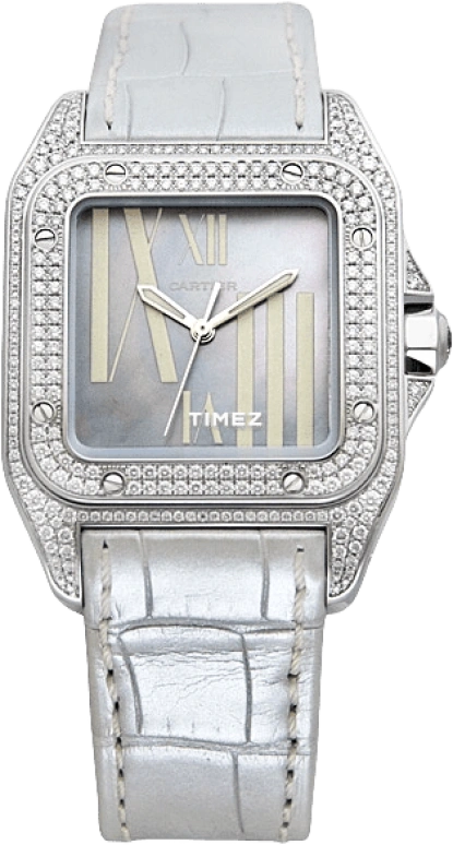 Cartier,Santos de Cartier 33mm,33mm,White Gold,Blue,Automatic,Sapphire,Crystal Glass,Square,WM503251