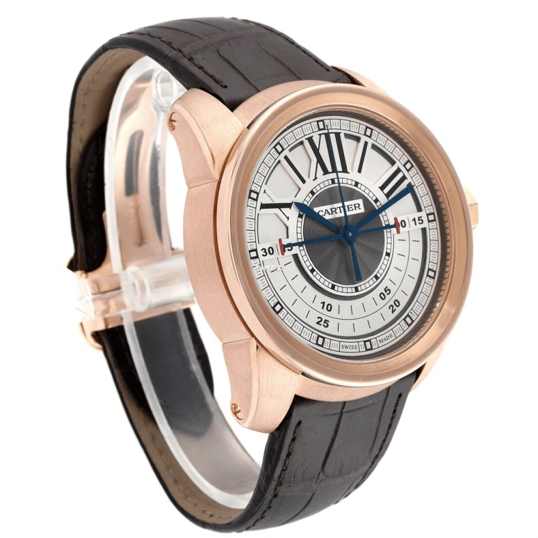 Cartier,Calibre de Cartier 45mm,45mm,Pink Gold,Silver,Handwound,Chronograph,50hours,W7100004