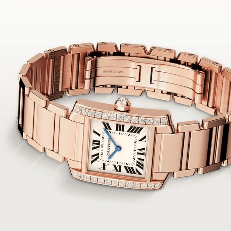 Cartier,Tank 30x25mm,30x25mm,Rose Gold,Silver,Quartz,Sapphire,Crystal Glass,Square,WJTA0023