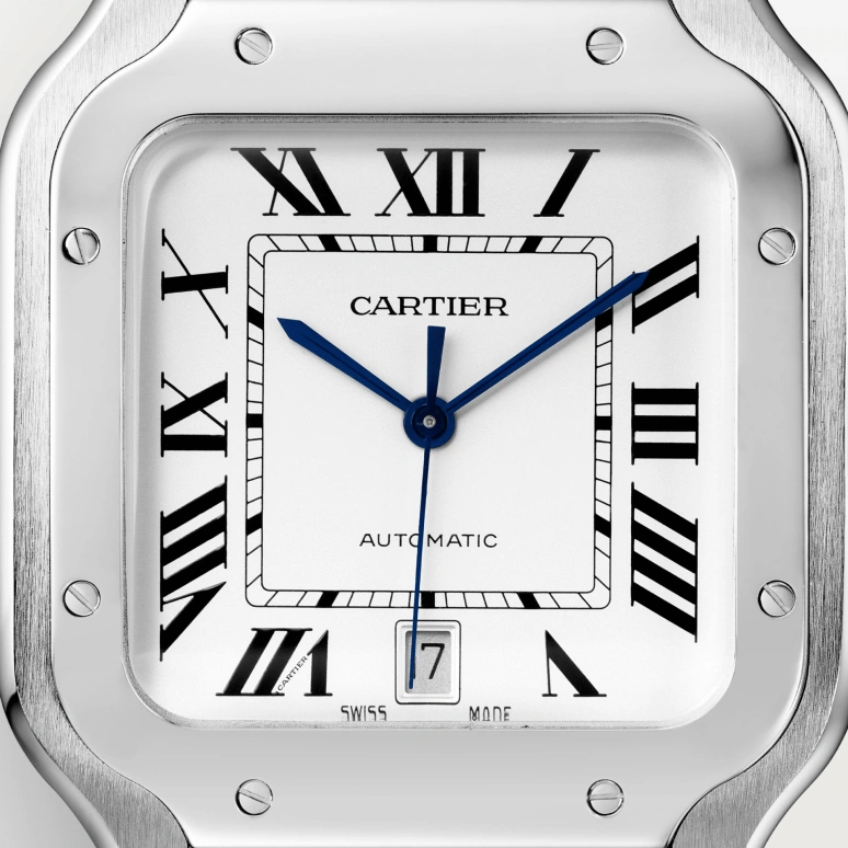 Cartier,Santos de Cartier 39.80x47.50mm,39.80x47.50mm,Stainless Steel,Silver,Automatic,Day,42hours,WSSA0018