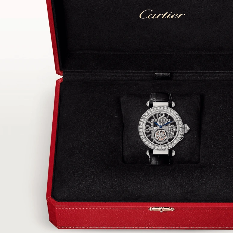 Cartier,Pasha de Cartier 41mm,41mm,White Gold,Silver,Handwound,Tourbillon,50hours,HPI01435