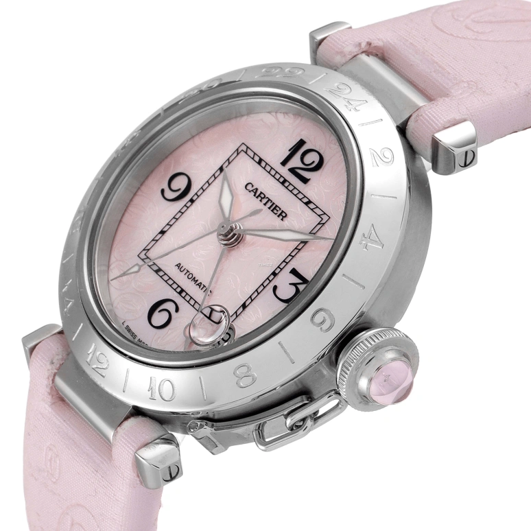 Cartier,Pasha de Cartier 35mm,35mm,Stainless Steel,Pink Red,Automatic,Day,Dule Time,W3107099