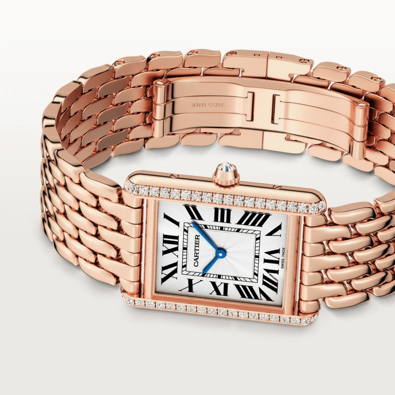 Cartier,Tank 33.70x25.50mm,33.70x25.50mm,Rose Gold,Silver,Handwound,38hours,In-house Caliber,WJTA0021