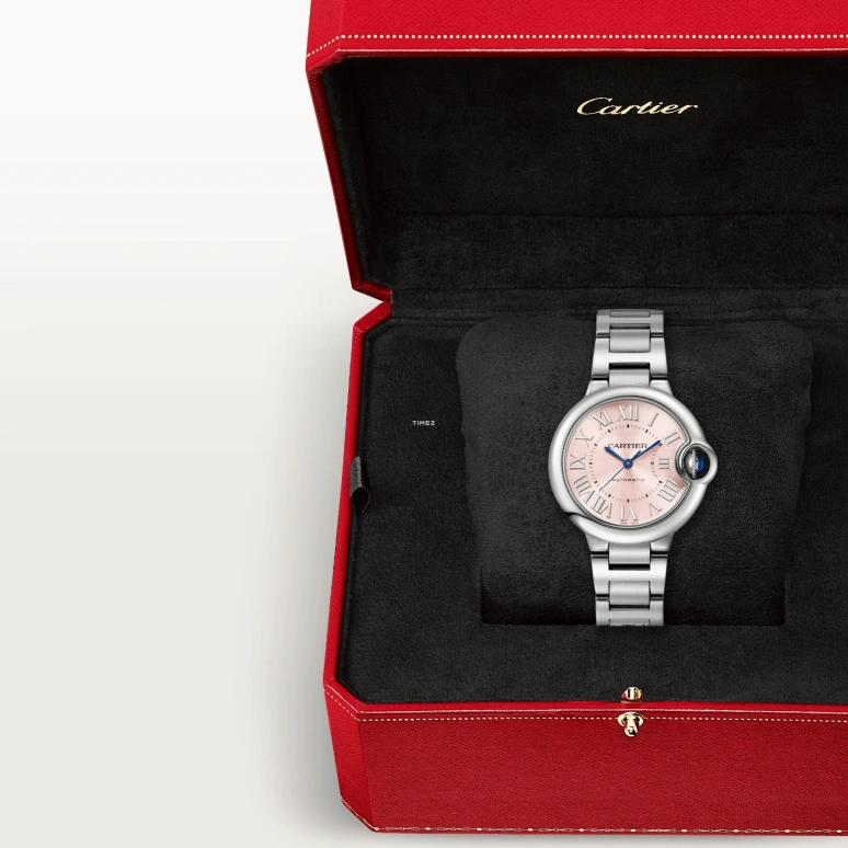 Cartier,Ballon Bleu de Cartier 33mm,33mm,Stainless Steel,Pink,Automatic,37hours,In-house Caliber,WSBB0068