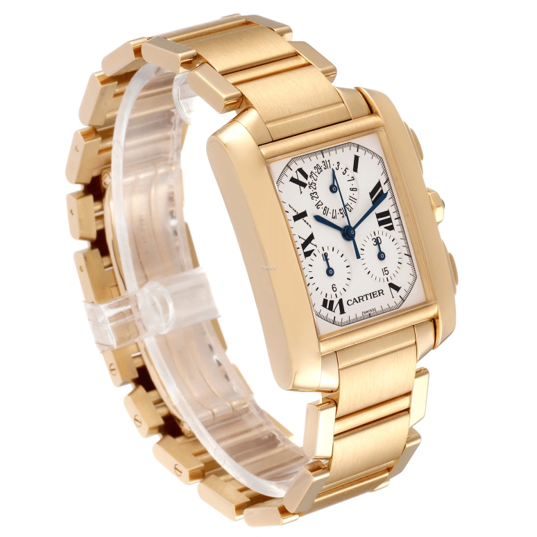 Cartier,Tank 31x36mm,31x36mm,Yellow Gold,White,Quartz,Chronograph,Day,W50005R2