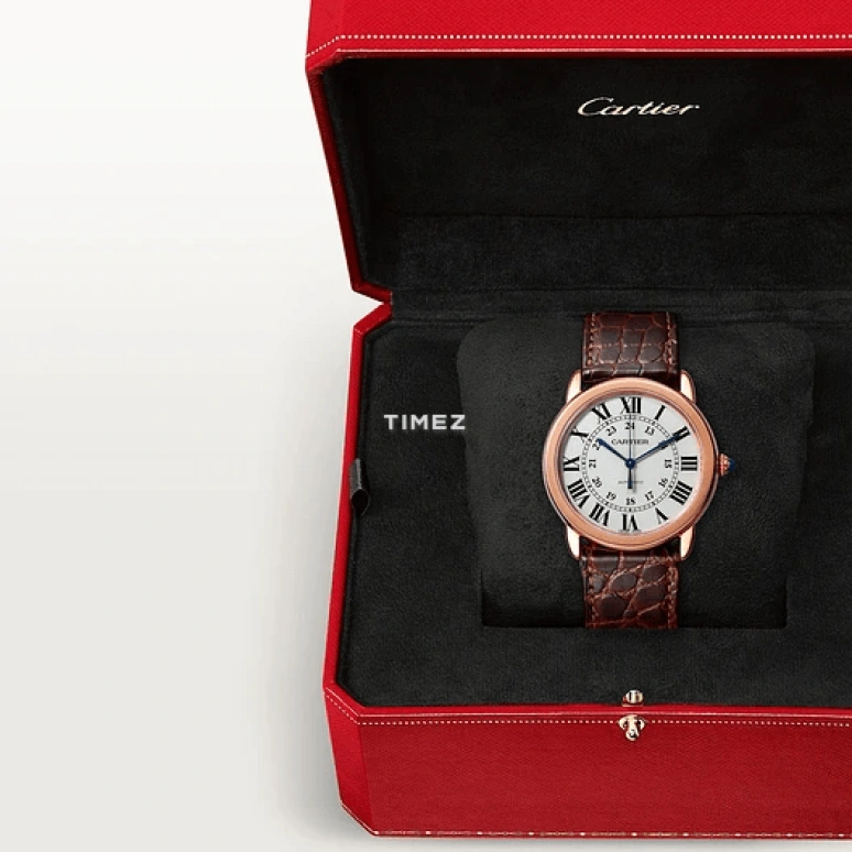 Cartier,Ronde de Cartier 36mm,36mm,Rose Gold,Silver,Automatic,Sapphire,Crystal Glass,Round,W2RN0008