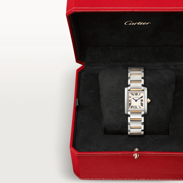 Cartier,Tank 25x20mm,25x20mm,Stainless Steel,Yellow Gold,Silver,Quartz,In-house Caliber,Sapphire,Crystal Glass,W51007Q4