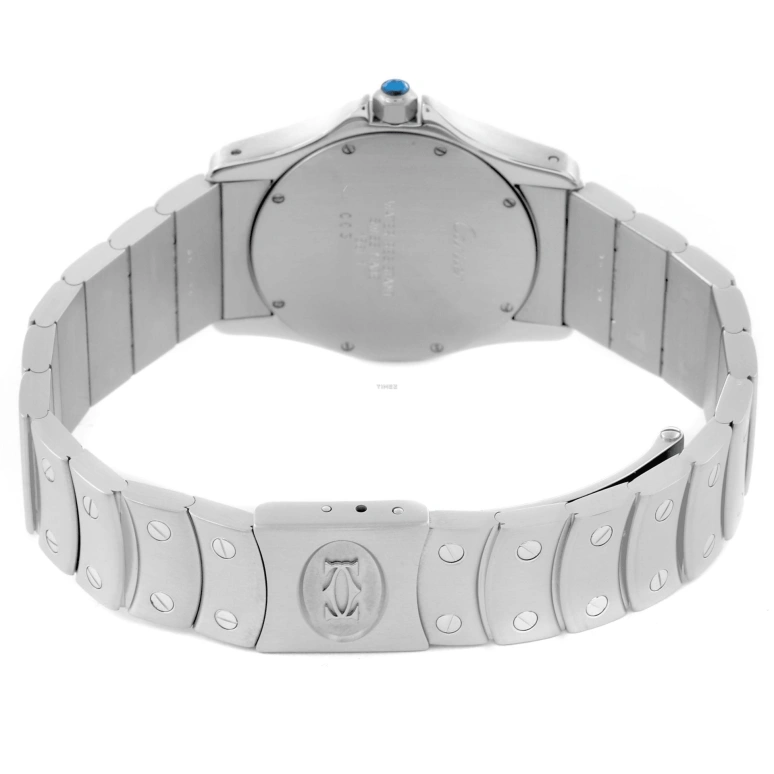 Cartier,Santos de Cartier 33mm,33mm,Stainless Steel,Silver,Quartz,Day,Sapphire,Crystal Glass,W20027K1