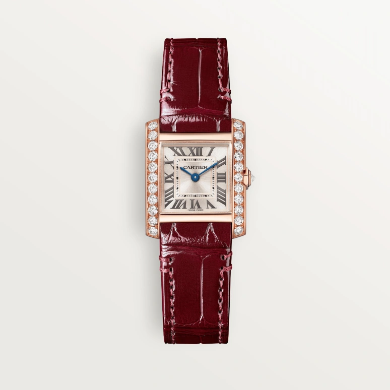 Cartier,Tank 25.70x21.20mm,25.70x21.20mm,Rose Gold,Silver,Quartz,Sapphire,Crystal Glass,Square,WJTA0049