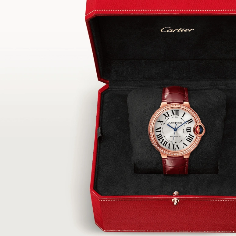 Cartier,Ballon Bleu de Cartier 36mm,36mm,Rose Gold,Silver,Automatic,Sapphire,Crystal Glass,Round,WJBB0034