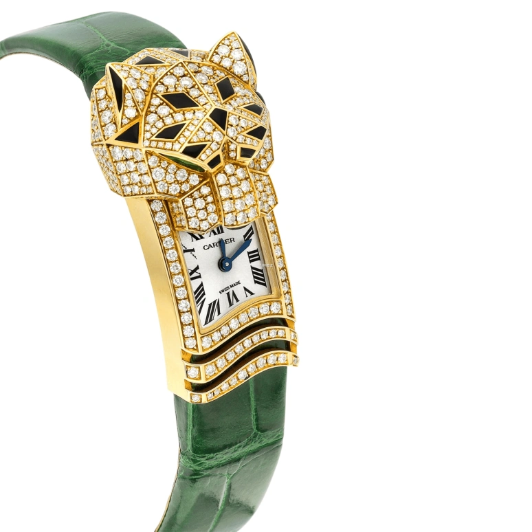 Cartier,Panthère de Cartier 36.65mm,36.65mm,Yellow Gold,White,Quartz,In-house Caliber,Sapphire,Crystal Glass,WG500131