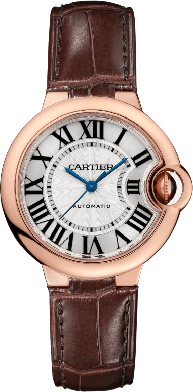 Cartier,Ballon Bleu de Cartier 33mm,33mm,Rose Gold,Silver,Automatic,Sapphire,Crystal Glass,Round,W6920097