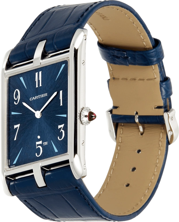 Cartier,Tank 47.15x26.10mm,47.15x26.10mm,Platinum,Blue,Handwound,Sapphire,Crystal Glass,Other,WGTA0120