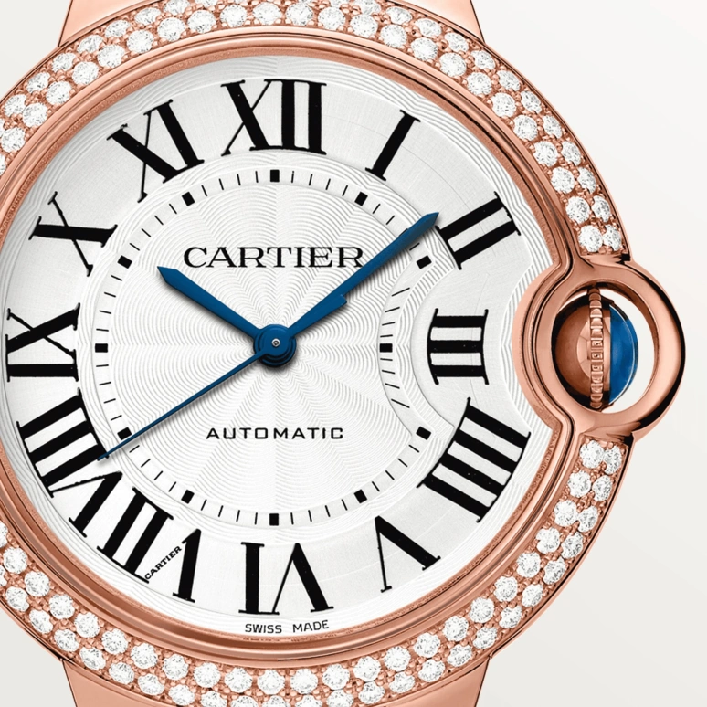 Cartier,Ballon Bleu de Cartier 36mm,36mm,Rose Gold,Silver,Automatic,Sapphire,Crystal Glass,Round,WJBB0050