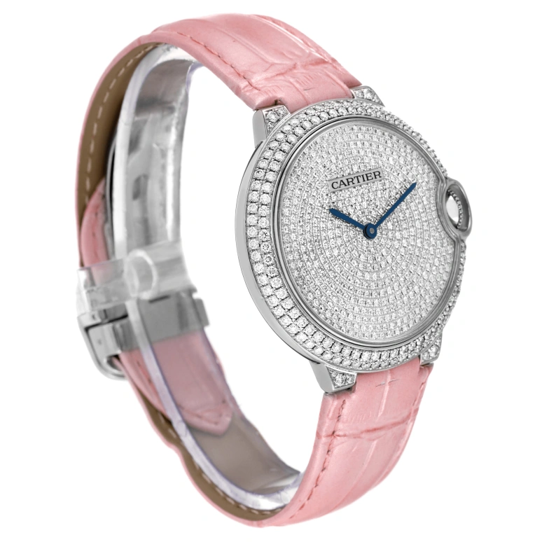 Cartier,Ballon Bleu de Cartier 36mm,36mm,White Gold,Silver,Automatic,Sapphire,Crystal Glass,Round,WE902042