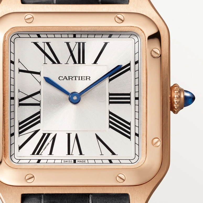 Cartier,Santos de Cartier 38x27.50mm,38x27.50mm,Rose Gold,Silver,Quartz,Sapphire,Crystal Glass,Square,WGSA0117