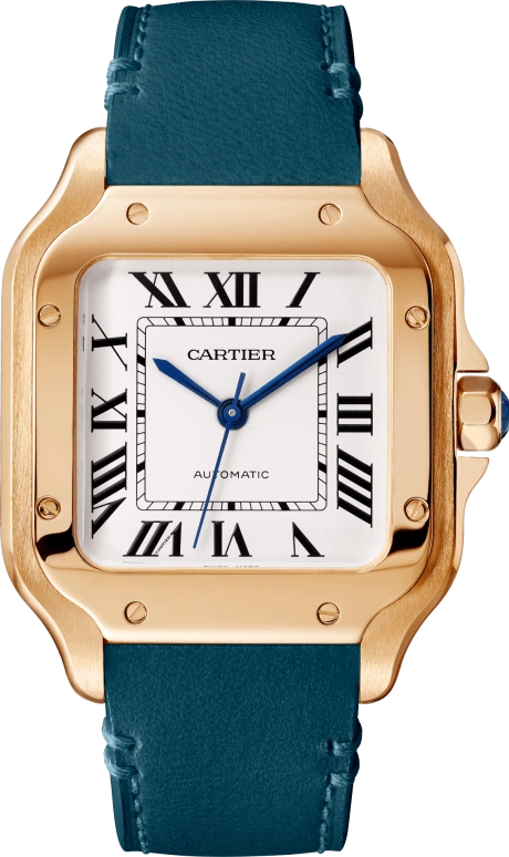 Cartier,Santos de Cartier 35.10x41.90mm,35.10x41.90mm,Rose Gold,Silver,Automatic,42hours,In-house Caliber,WGSA0038