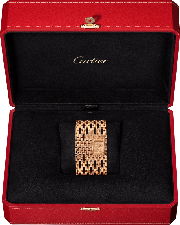 Cartier,Panthère de Cartier 22x19mm,22x19mm,Rose Gold,Quartz,Sapphire,Crystal Glass,Square,HPI01293