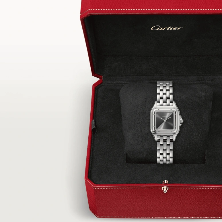 Cartier,Panthère de Cartier 22x30mm,22x30mm,Stainless Steel,Black,Gradient,Grey,Quartz,Sapphire,Crystal Glass,Square,WSPN0010