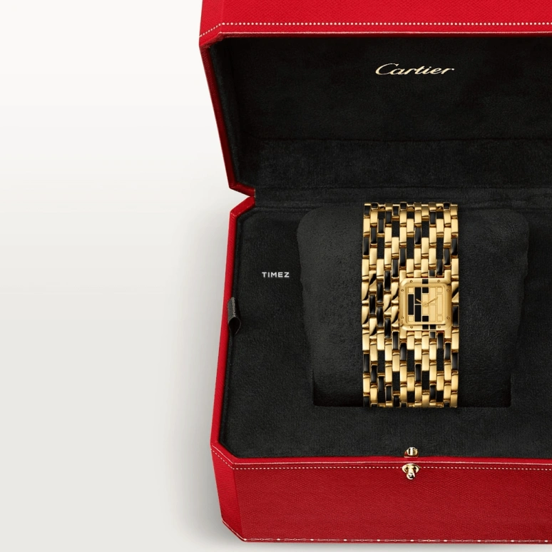 Cartier,Panthère de Cartier 22x19mm,22x19mm,Yellow Gold,Gold,Black,Quartz,Sapphire,Crystal Glass,Square,WGPN0017