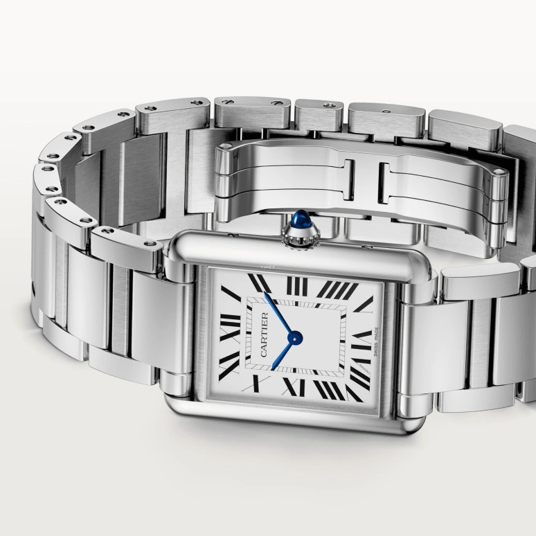 Cartier,Tank 33.70x25.50mm,33.70x25.50mm,Stainless Steel,Silver,Quartz,Sapphire,Crystal Glass,Rectangular,WSTA0092