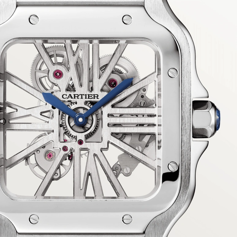 Cartier,Santos de Cartier 39.80mm,39.80mm,Stainless Steel,Silver,Handwound,72hours,In-house Caliber,WHSA0015