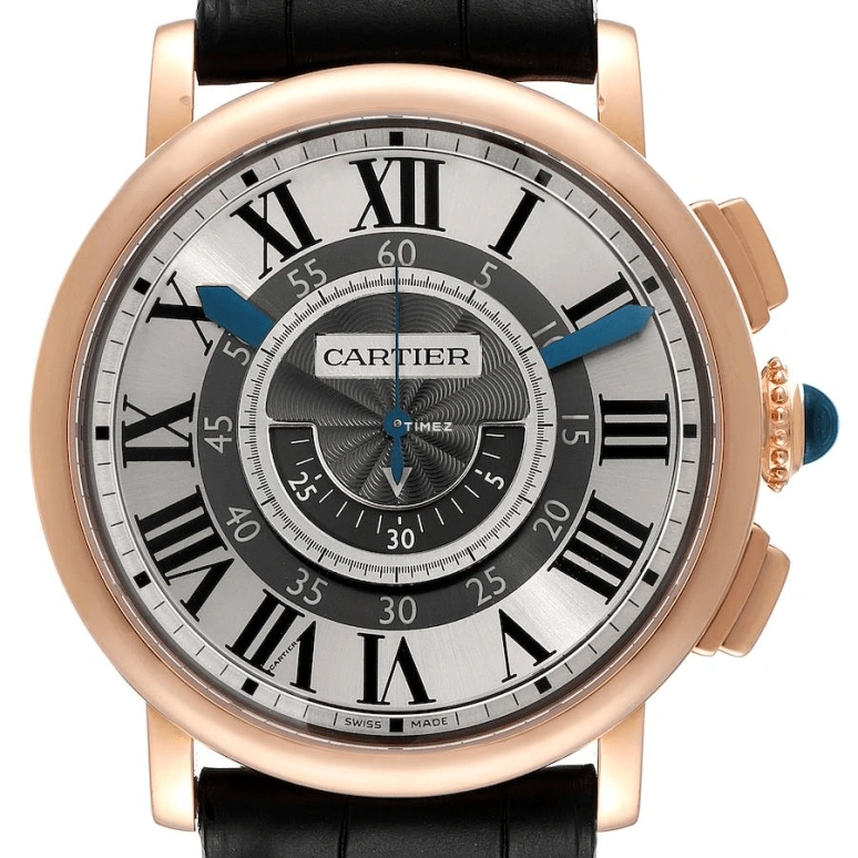 Cartier,Rotonde de Cartier 42mm,42mm,Rose Gold,Grey,Silver,Handwound,Chronograph,50hours,W1555951