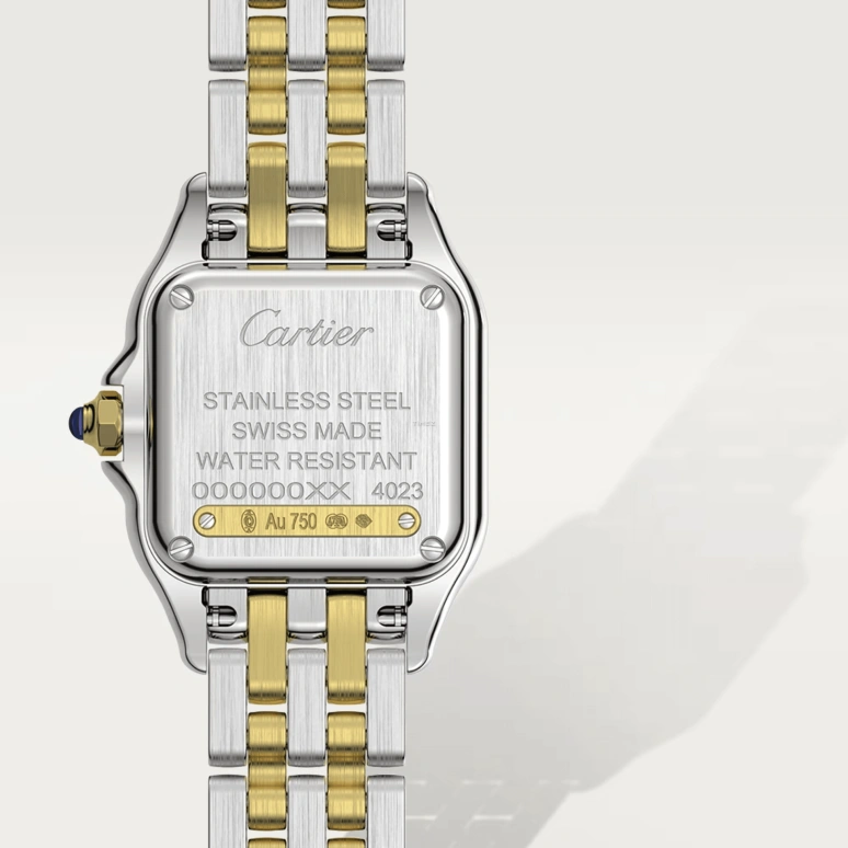 Cartier,Panthère de Cartier 23x30mm,23x30mm,Yellow Gold,Stainless Steel,White,Quartz,Sapphire,Crystal Glass,Square,W2PN0013