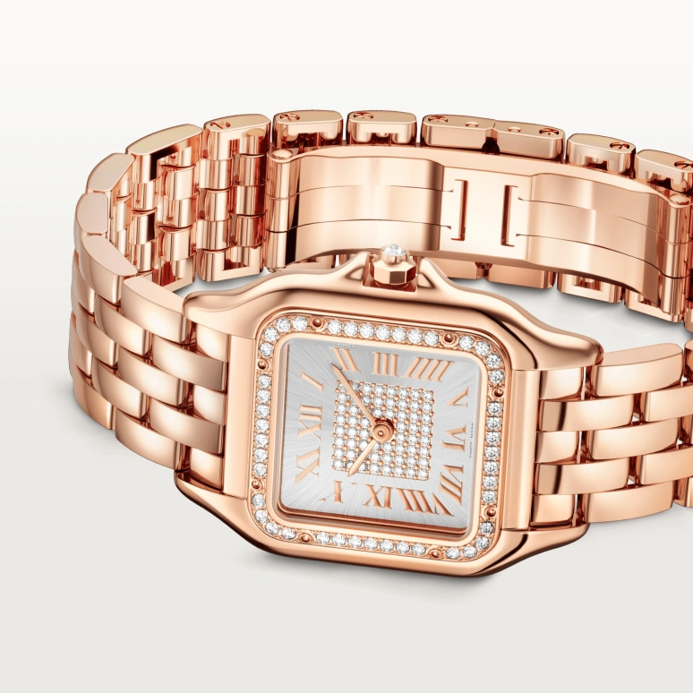 Cartier,Panthère de Cartier 36.50x26.70mm,36.50x26.70mm,Rose Gold,Silver,Quartz,Glass,Square,WJPN0092