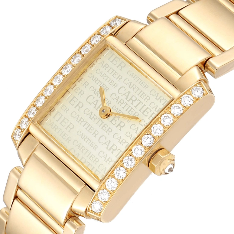 Cartier,Tank 20x25mm,20x25mm,Yellow Gold,Silver,Quartz,Sapphire,Crystal Glass,Square,WE1023R8