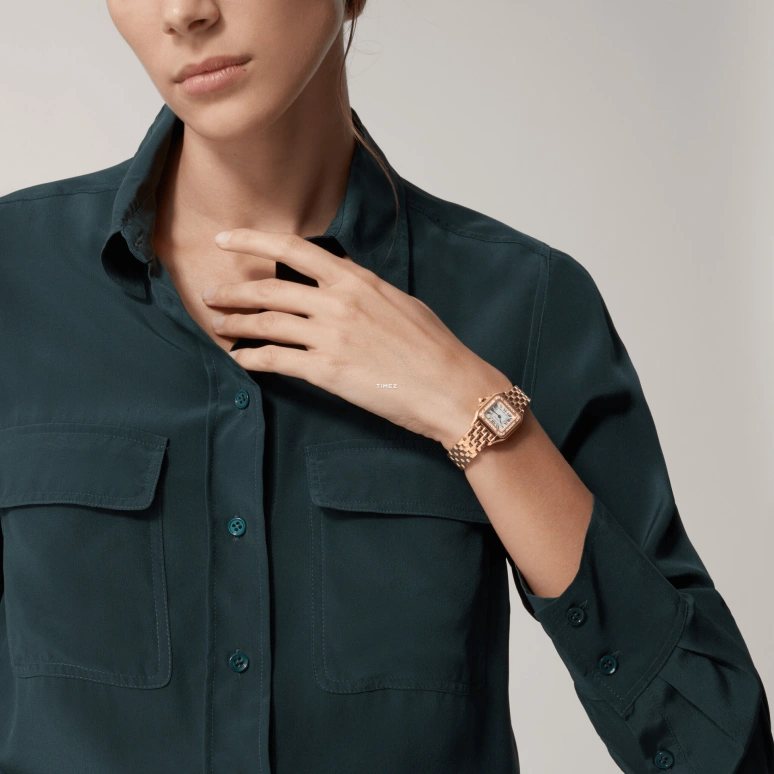 Cartier,Panthère de Cartier 30.30x22mm,30.30x22mm,Rose Gold,Silver,Quartz,Glass,Square,WJPN0087