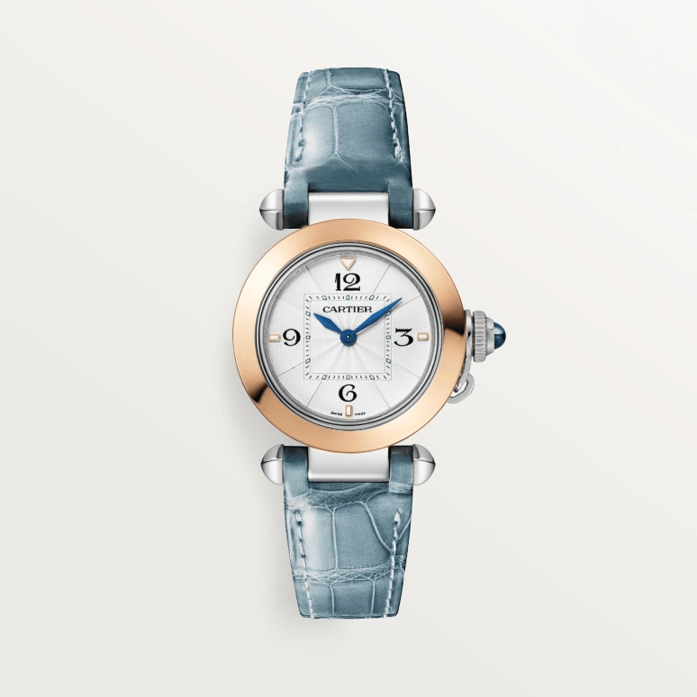 Cartier,Pasha de Cartier 30mm,30mm,Stainless Steel,Rose Gold,Silver,Quartz,Sapphire,Crystal Glass,Round,W2PA0007