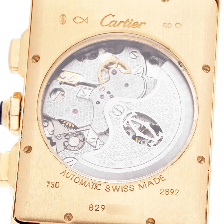 Cartier,Tank 52x31.40mm,52x31.40mm,Yellow Gold,Silver,Automatic,Chronograph,Day,W2609256